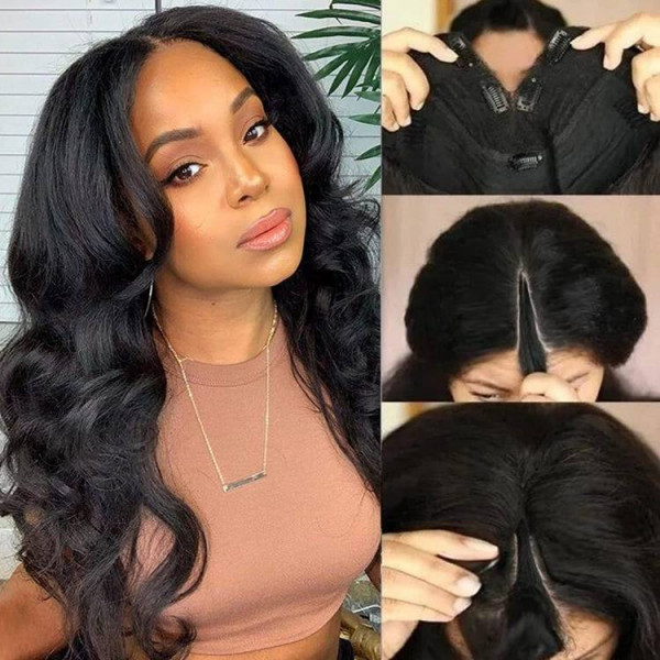 V Part Wig Body Wave Human Hair U Part Wigs Natural Hair For Beginner