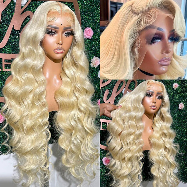 Blonde 5x5 Lace Front Wigs Color 613 Body Wave Human Hair Lace Wigs With Baby Hair
