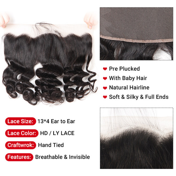 Brazilian Loose Wave Human Hair 13×4 HD & LY Transparent Lace Frontals
