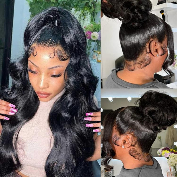 Pre Plucked 360 Lace Wigs Human Hair Transparent Ponytail Wigs