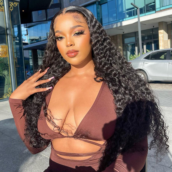 Black Human Hair Lace Front Wigs Natural Wave Human Lace Wigs Water Wave Wholesale Wigs