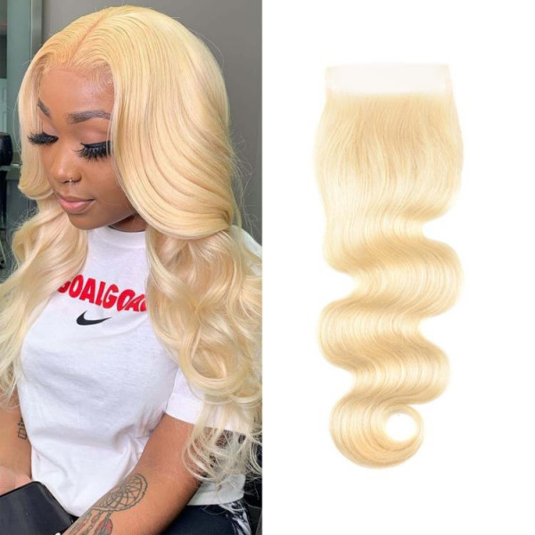 613 Color Body Wave 4x4 5x5 Transparent Lace Closure Blonde Closure With Baby Hair 