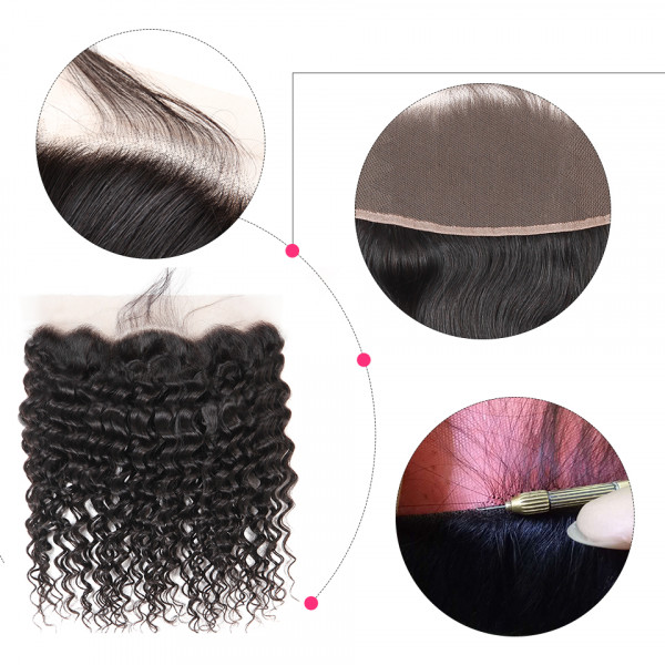 13x4 Brazilian Lace Frontal Closure Deep Wave Human Hair Good Virgin Hair Frontal