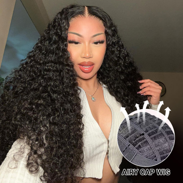 Best Glueless Deep Wave Wig HD Lace Breathable Air Wigs With Elastic Belt