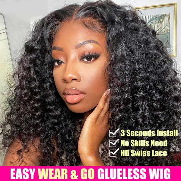 Glueless Wear And Go Wigs - Short Water Wave Bob Wig HD Lace Bob Wigs