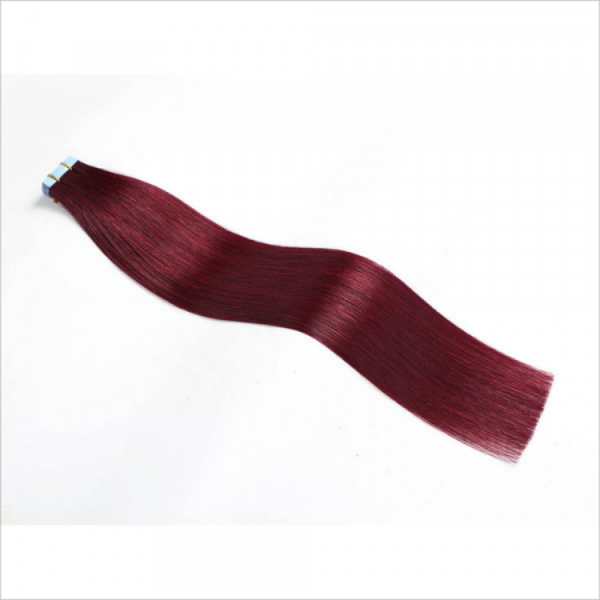 #99J Burgundy Straight Tape In Hair Extensions Human Hair