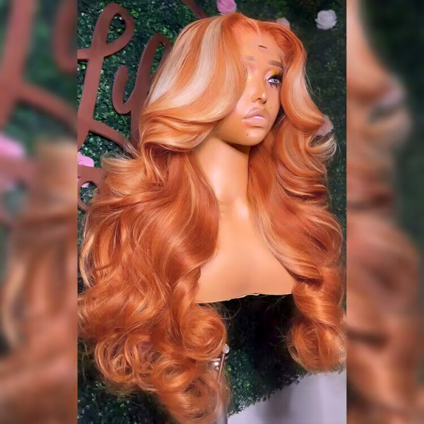 Queena - Chunky Blonde Highlights Wig Body Wave Lace Wig With Highlights