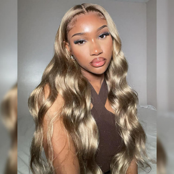Ash Blonde Wigs Human Hair Body Wave Grey Ash Blonde Lace Front Wig