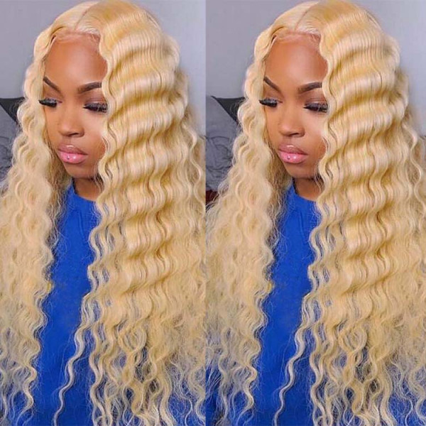 Blonde Wigs 613 Blonde Deep Wave Human Hair Wigs For Sale