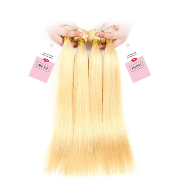 Honey Blonde Straight Brazilian Human Hair Weave 4 Bundles