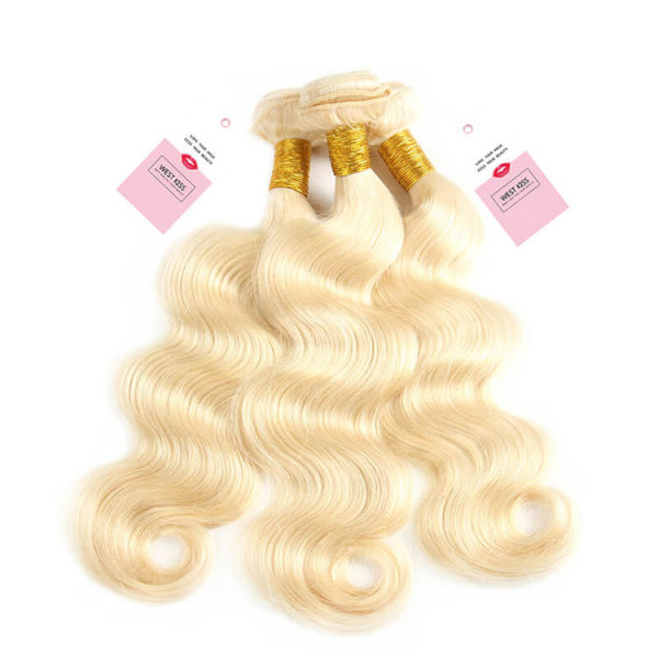 Color 613 Body Wave 3 Bundles Blonde Human Virgin Hair Weaves