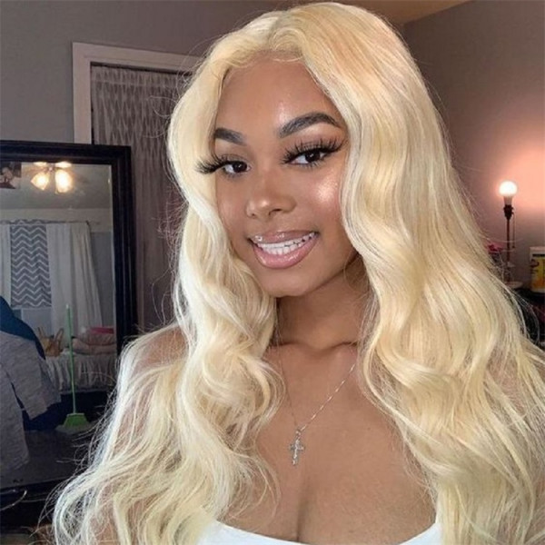 Blonde Human Hair Lace Front Wigs #613 Body Wave Wigs