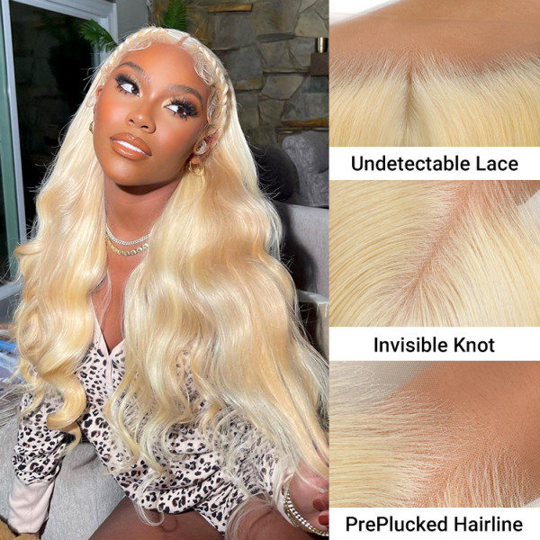 613 Color Body Wave 13*4 Ear To Ear Blonde HD & LY Lace Frontal Closure 