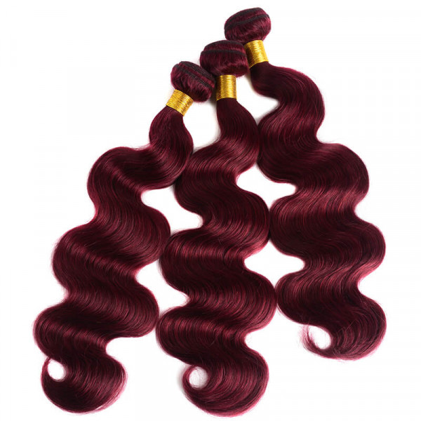 Brazilian Hair Pre-Colored 99J Burgundy Body Wave 3PCS/Packet