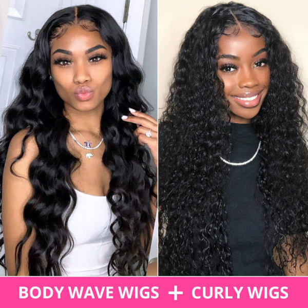 Pay 1 Get 2 Lace Part Wigs Body Wave Middle Part Lace Wigs And Curly Hair Wigs