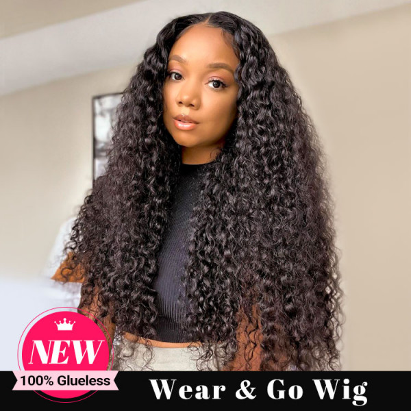 Glueless Wear and Go Wigs - Undetectable Lace Black Jerry Curly Lace Wigs