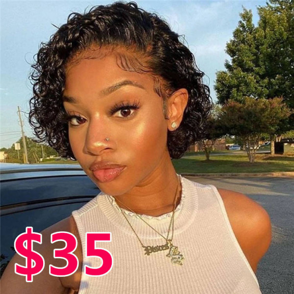 Flash Sale - Curly Pixie Cut Wigs 6inch 13*1 Lace Wigs