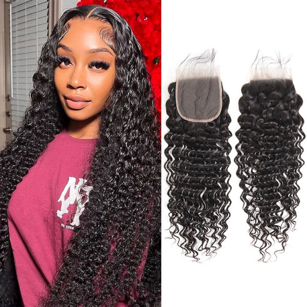 4*4 Invisible HD Lace Closures and Deep Wave Brazilian Hair LY Lace Closure