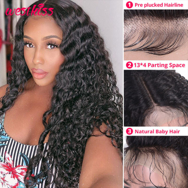 Deep Wave Fake Scalp Wigs Pre Plucked Frontal Wigs Real Hair Wigs For Sale