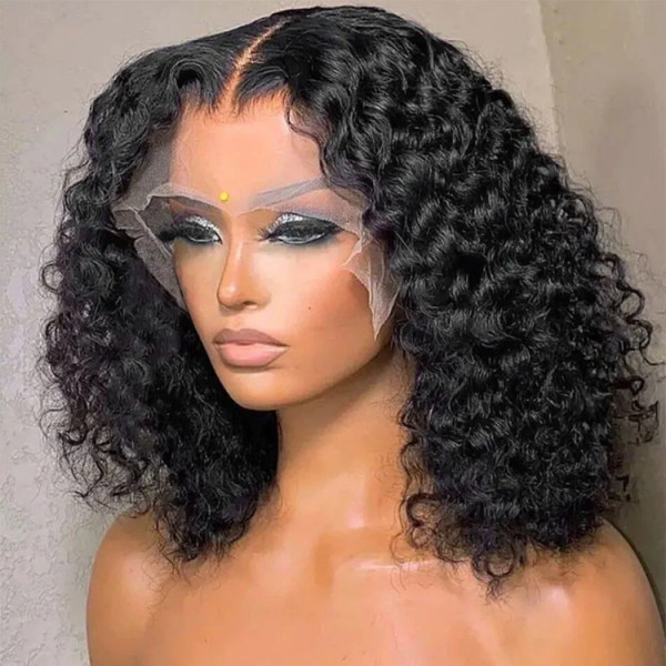Deep Wave HD Bob Wigs Short Bob Human Hair Lace Front Wigs With Baby Hair For Black Women