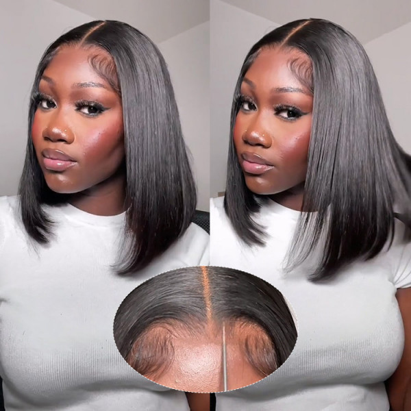 Glueless Wear And Go Wigs - Short Straight Wigs HD Bob Wigs Human Hair