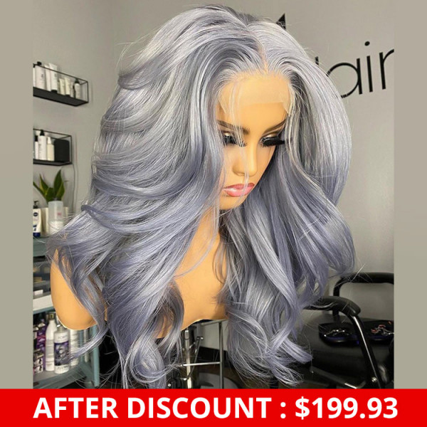 Grey Human Hair Lace Front Wigs Body Wave Gray Hair Wigs