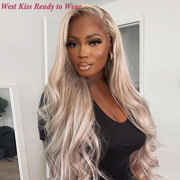 West Kiss Ready to Wear Wigs - Platinum Blonde Highlight Wig Human Hair Lace Wigs