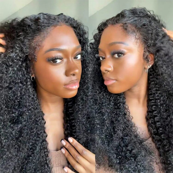 Natural 4C Edges Curly Wigs Realistic Curly Lace Front Wigs Human Hair