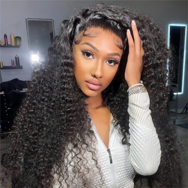 High Quality Jerry Curly Lace Front Wigs Curly Hair Wigs 180% Density Curly Human Hair Wigs