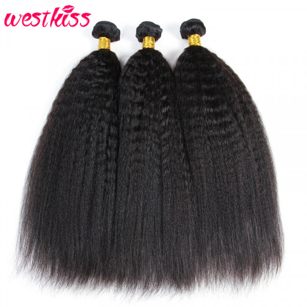 Kinky Straight Human Hair Bundles 3 Bundles Brazilian Virgin Yaki Hair Bundle Deals