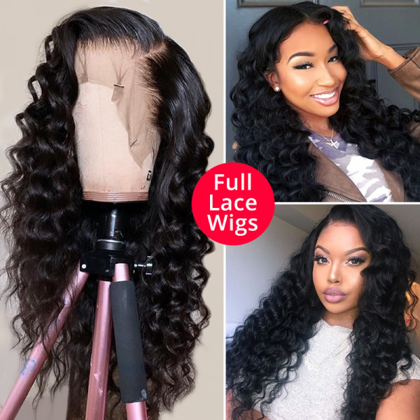 High Quality Wigs Loose Deep Wave Full Lace Wigs 180% Density Human Hair Wigs For Sale