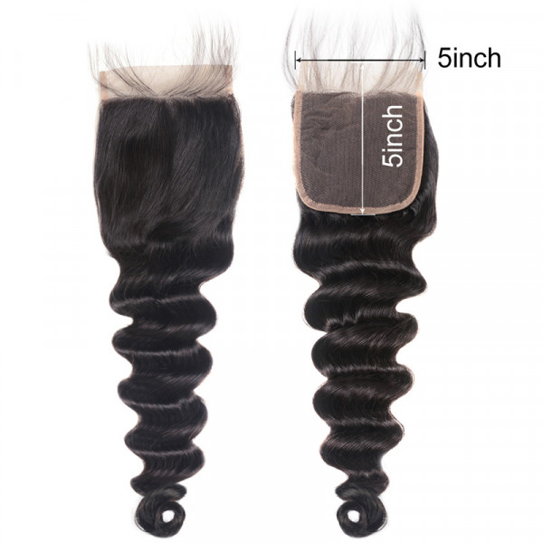 Loose Deep Wave 5x5 Inch Lace Closure Brazilian Virgin Hair Lace Closure