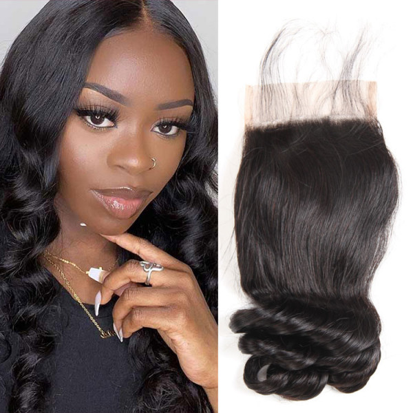Peruvian Loose Wave Hair 4*4 Human Hair Undetectable Lace Closure High Quality