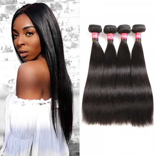 West Kiss Hair Company Human Hair Bundles Brazilian Virgin Hair Straight 4 Bundles