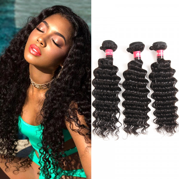 Malaysian Deep Wave Virgin Hair 3 Bundles Natural Color Free Shipping