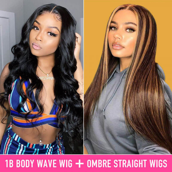 Pay 1 Get 2 Wigs Body Wave Wigs And Straight Highlight Wigs