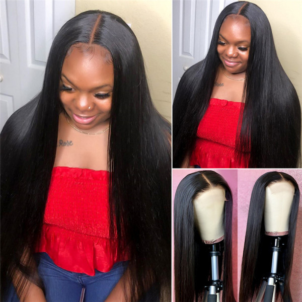 4x4 Human Hair Lace Wigs Virgin Straight Affordable Wigs For Black Women