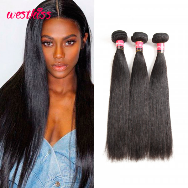 Peruvian Straight Virgin Hair 3 Bundles West Kiss Product 9A grade 