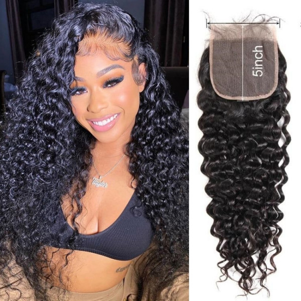 Water Wave 5x5 HD Lace Closure Hair Closure Piece Natural Wave Swiss Lace Closure