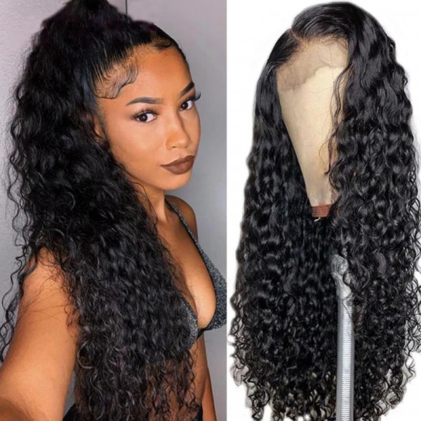 Black Human Hair Lace Front Wigs Natural Wave Human Lace Front Wigs Water Wave Wholesale Wigs
