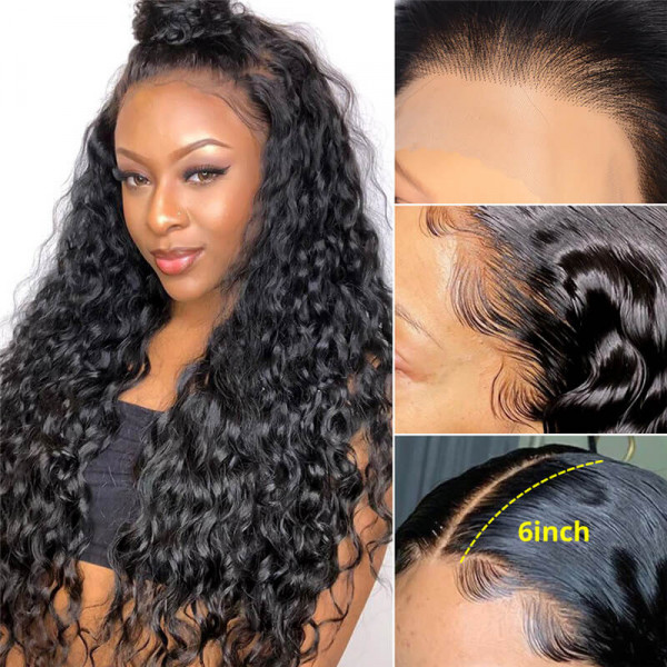 Water Wave 6*6 Closure Wigs Natural Wave Brazilian Lace Front Wigs
