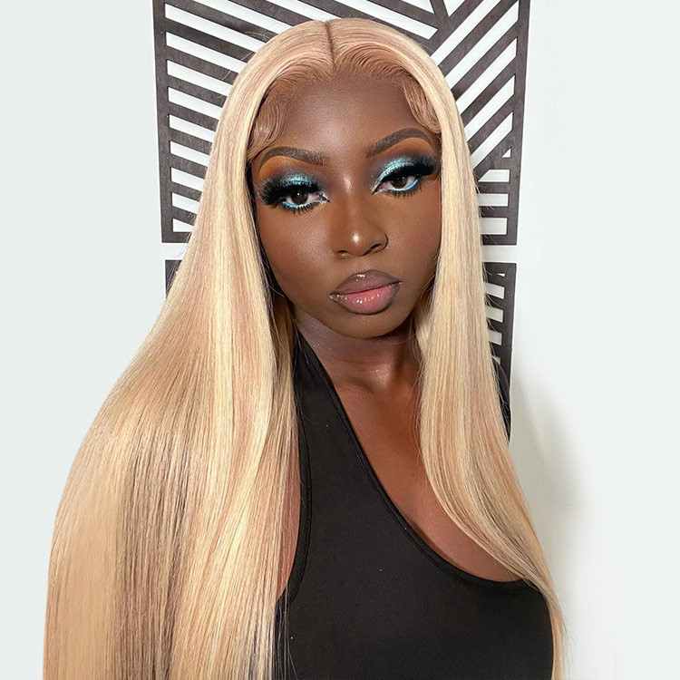 613 Blonde & Honey Blonde Straight Hair Lace Part Wig -West Kiss Hair