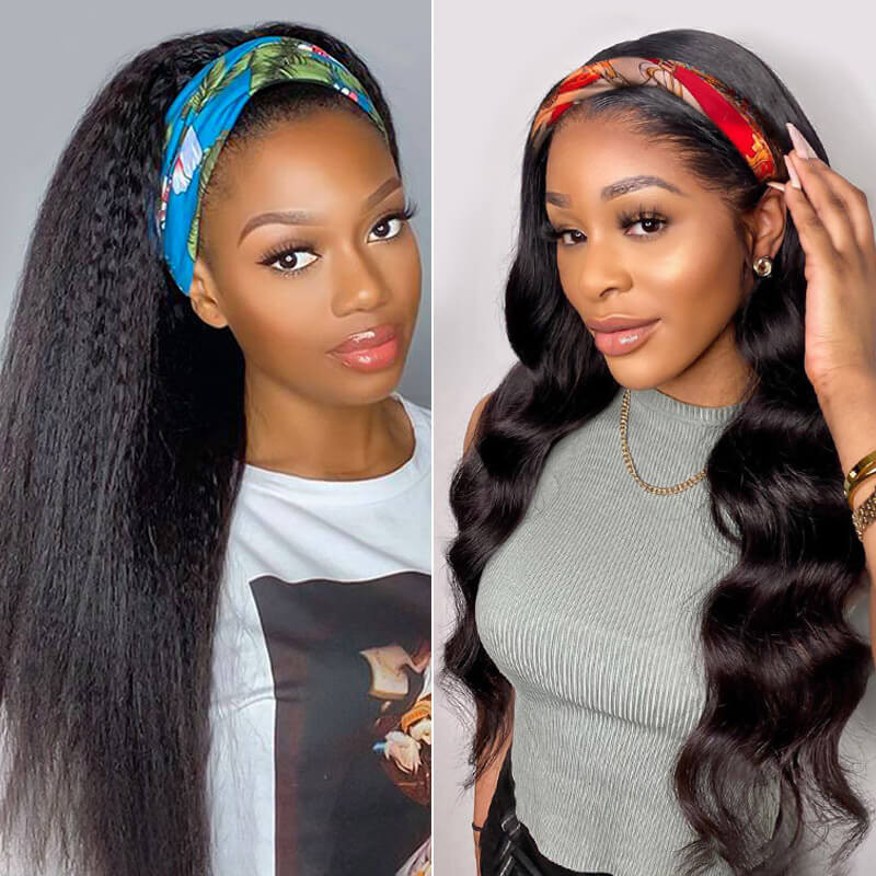 Combo Deal Kinky Straight And Body Wave 2Pcs Headband Wigs West Kiss Hair