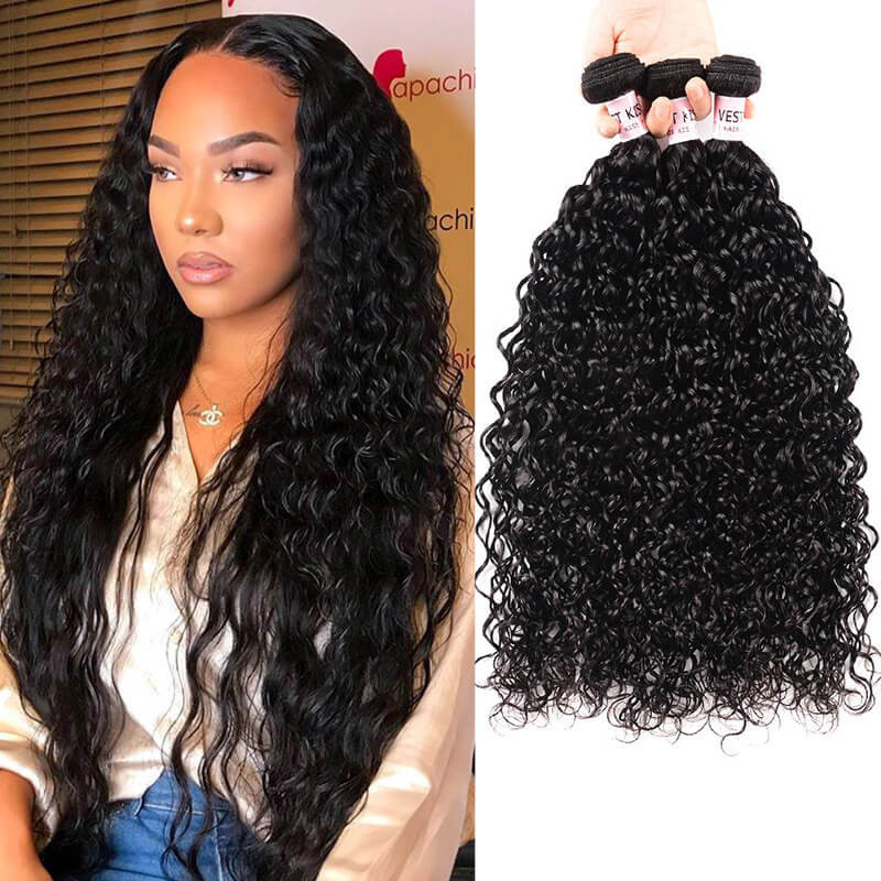Brazilian Natural Wave Human Hair Water Wave Hair 3 Bundles Wet