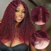 burgundy curly lace front wigs