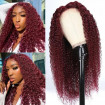 burgundy curly lace front wigs