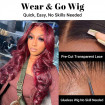 99j Burgundy Glueless Wear and Go Wig