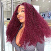 burgundy curly lace front wigs
