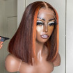 Brown Colored Bob Wigs With Orange Highlight