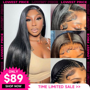 Clearance Sale - Lace Front Wigs Straight Virgin Hair Real Hair Wigs For Black Women 
